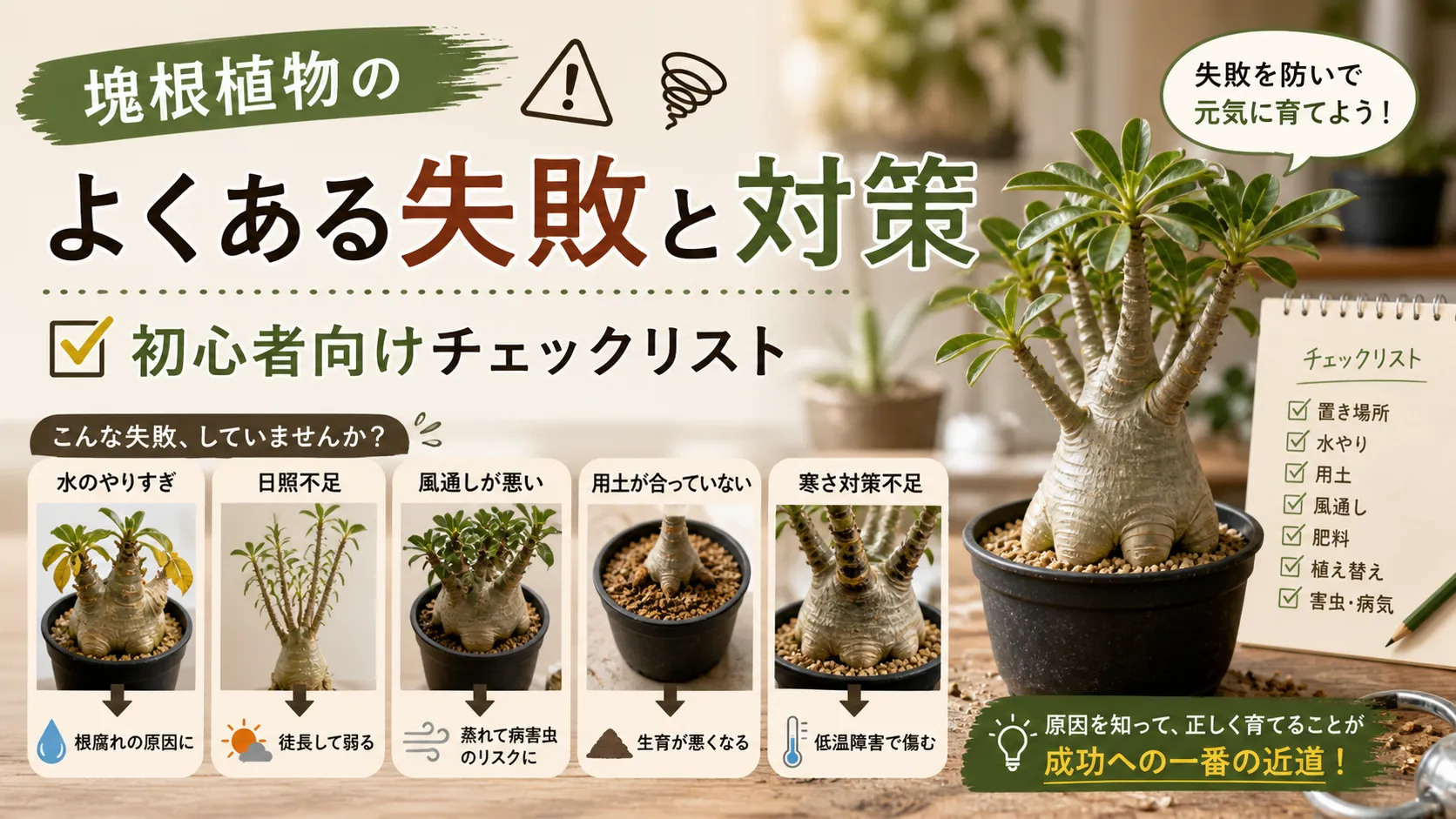 塊根植物のよくある失敗と対策
