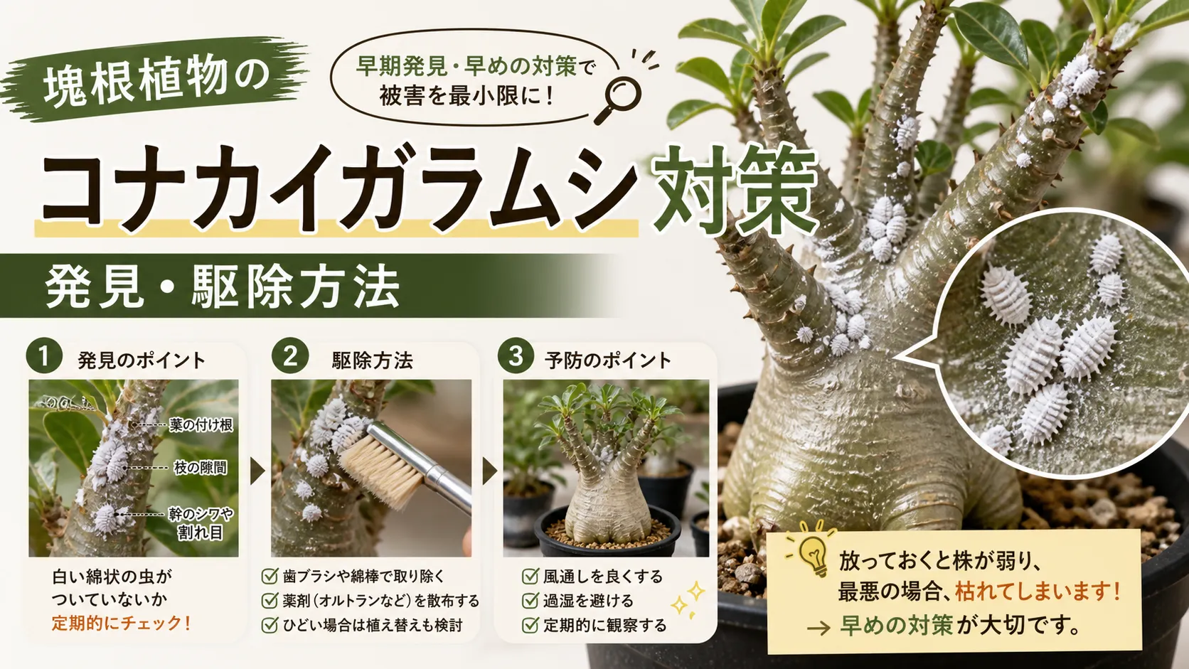 塊根植物のコナカイガラムシ対策