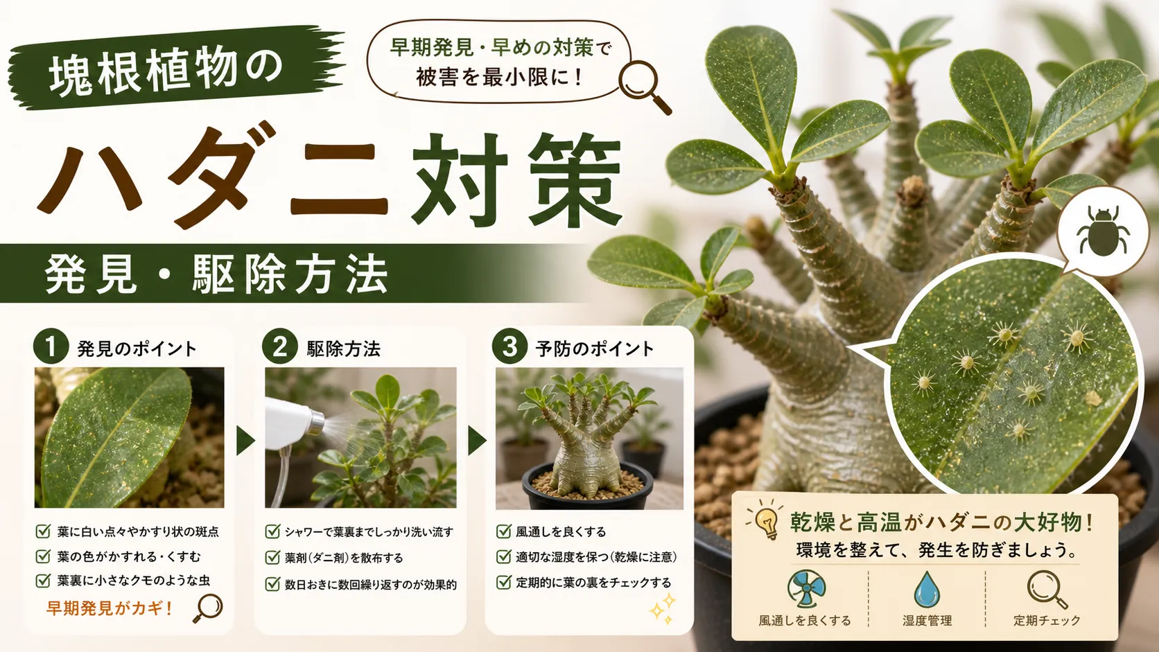 塊根植物のハダニ対策