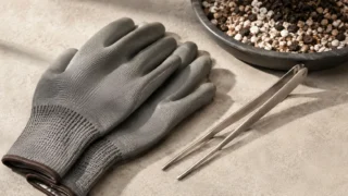 塊根植物の植え替えに使う手袋・トング